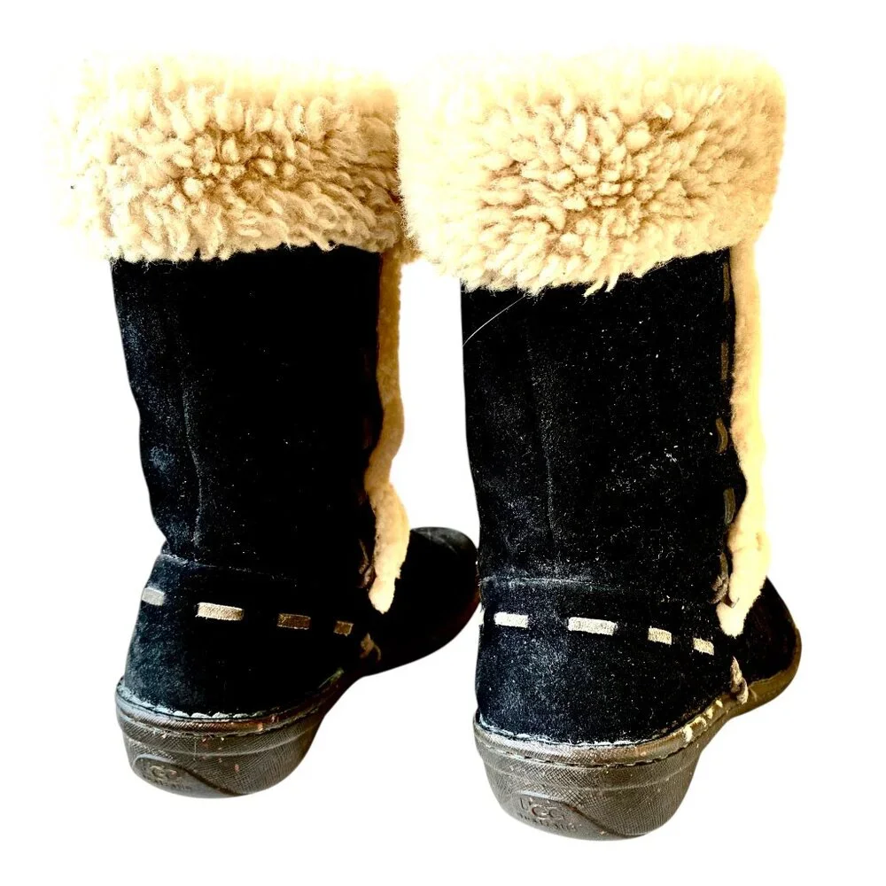 UGG Australia ELIJO Cuff Pull On Boot Black Suede Shearling Size 10